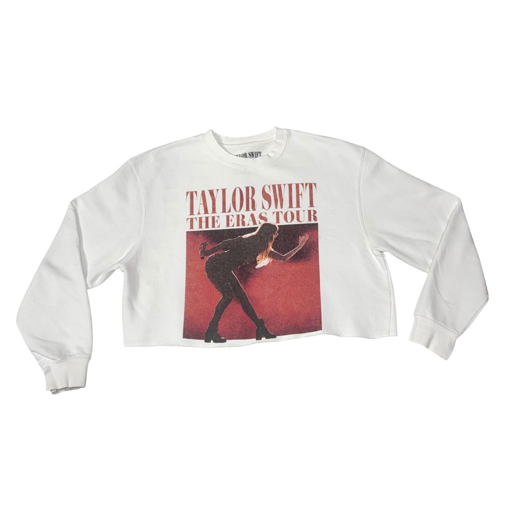 Taylor‎ Swift The Eras Tour Cropped Sweatshirt Kids XL Concert Merch White